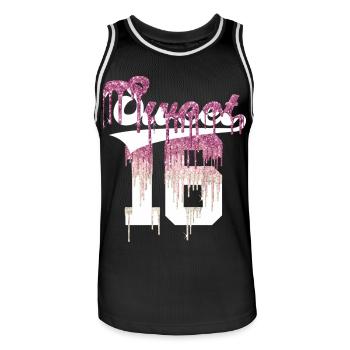 SWEET 16 ENFIN 16ÈME ANNIVERSAIRE - Maillot de basket Homme - noir/blanc - Devant - AI Model Male 185 dark (185cm)