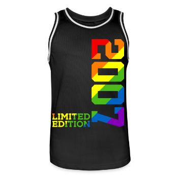 LGBTQ 2007 REGENBOGEN QUEER 18. GEBURTSTAG PRIDE - Männer Basketball-Trikot - Schwarz/Weiß - Vorne - AI Model Male 185 dark (185cm)