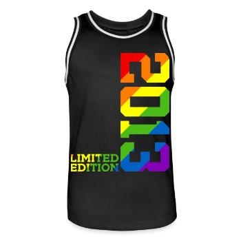 LGBTQ 2013 RAINBOW QUEER 12E ANNIVERSAIRE PRIDE - Maillot de basket Homme - noir/blanc - Devant - AI Model Male 185 dark (185cm)