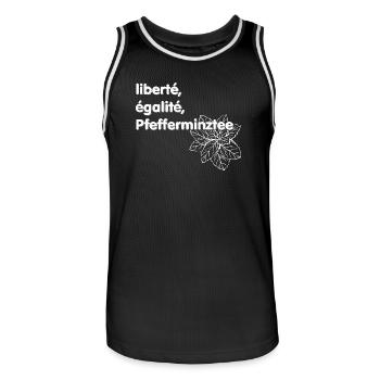 Liberté Egalité Pfefferminztee - Männer Basketball-Trikot - Schwarz/Weiß - Vorne - AI Model Male 185 dark (185cm)