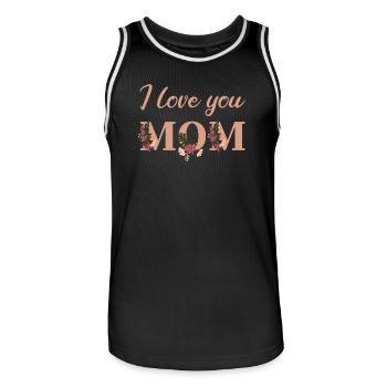 Je t'aime, maman - Maillot de basket Homme - noir/blanc - Devant - AI Model Male 185 dark (185cm)