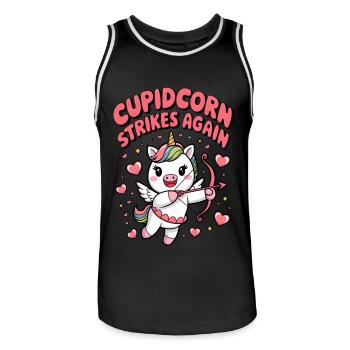 Cupidcorn Strikes Again - Men's Basketball Jersey - black/white - Front - AI Model Male 185 dark (185cm)