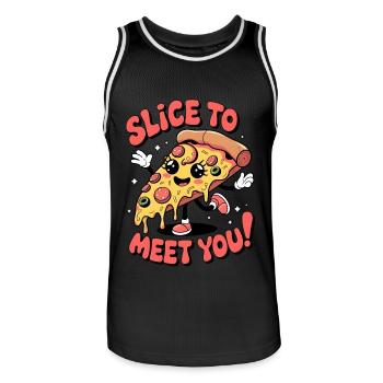 Slice To Meet You! - Men's Basketball Jersey - black/white - Front - AI Model Male 185 dark (185cm)