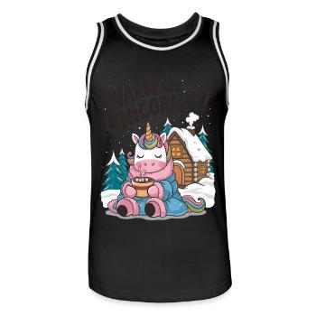 Warm And Unicorn-y! - Men's Basketball Jersey - black/white - Front - AI Model Male 185 dark (185cm)