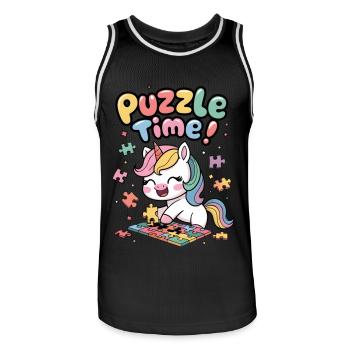 Puzzle Time! - Men's Basketball Jersey - black/white - Front - AI Model Male 185 dark (185cm)