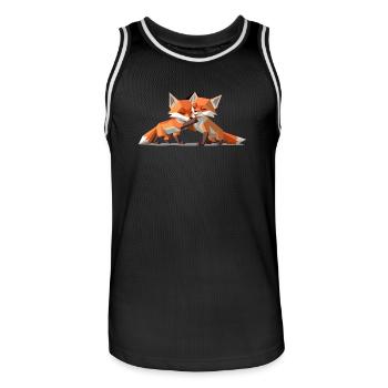 Renardeaux low-poly - Maillot de basket Homme - noir/blanc - Devant - AI Model Male 185 dark (185cm)