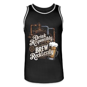 Drink Responsibly, Brew Recklessly - Men's Basketball Jersey - black/white - Front - AI Model Male 185 dark (185cm)