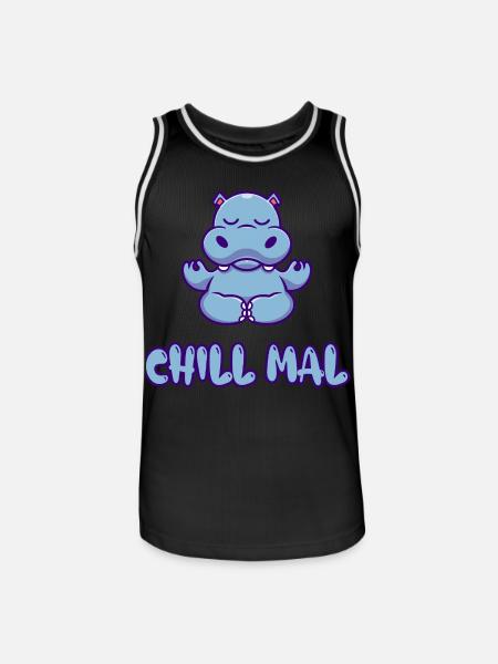 Chill Mal Hippo Meditation - Männer Basketball-Trikot - Schwarz/Weiß
