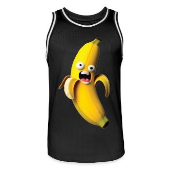 Expressive banana figure with a face - Men's Basketball Jersey - black/white - Front - AI Model Male 185 dark (185cm)