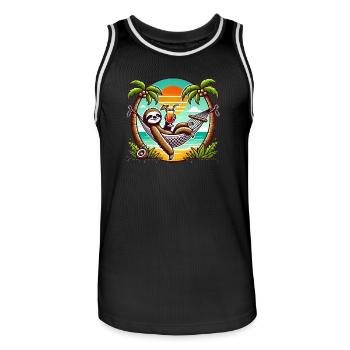 Sloth in the hammock - Men's Basketball Jersey - black/white - Front - AI Model Male 185 dark (185cm)