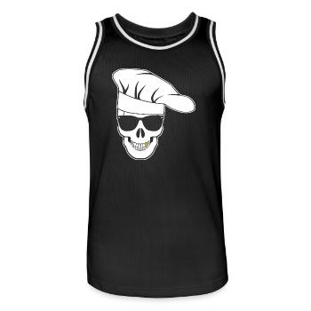 Crâne avec lunettes de soleil, toque de chef - Maillot de basket Homme - noir/blanc - Devant - AI Model Male 185 dark (185cm)