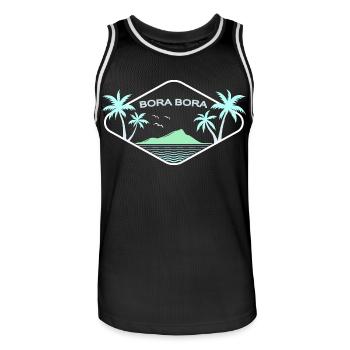 Logo Idylle de l’île Bora Bora - Maillot de basket Homme - noir/blanc - Devant - AI Model Male 185 dark (185cm)