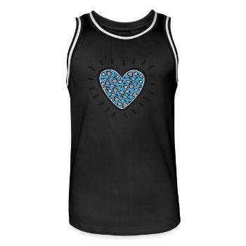 Leopard Heart Burst - Men's Basketball Jersey - black/white - Front - AI Model Male 185 dark (185cm)