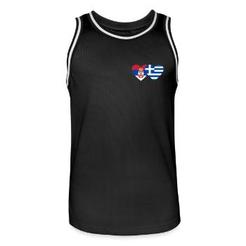 Serbie Grèce Drapeau Coeur - Maillot de basket Homme - noir/blanc - Devant - AI Model Male 185 dark (185cm)