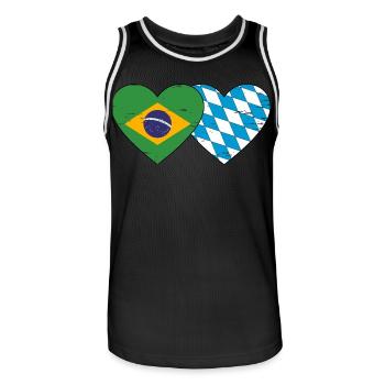 Brésil Bavière Drapeau Coeur utilisé - Maillot de basket Homme - noir/blanc - Devant - AI Model Male 185 dark (185cm)