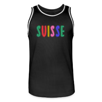 SUISSE. PAYS - Maillot de basket Homme - noir/blanc - Devant - AI Model Male 185 dark (185cm)