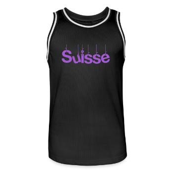 SUISSE. PAYS. GENEVE. SUISSE. HUMOUR - Maillot de basket Homme - noir/blanc - Devant - AI Model Male 185 dark (185cm)