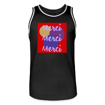 THANK YOU. MISTRESS. MASTER. THANK YOU MISTRESS - Men's Basketball Jersey - black/white - Front - AI Model Male 185 dark (185cm)