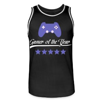 Gamer of the Year Controller Flair - Men's Basketball Jersey - black/white - Front - AI Model Male 185 dark (185cm)