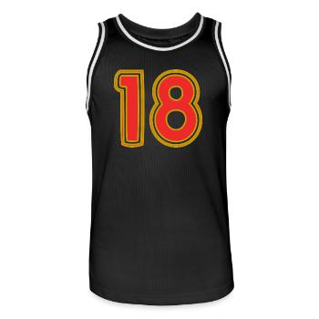 18. 18 ANS. 18e ANNIVERSAIRE. ANNIVERSAIRE 18 ANS. - Maillot de basket Homme - noir/blanc - Devant - AI Model Male 185 dark (185cm)