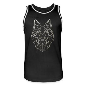 Geometric Wolf Head - Men's Basketball Jersey - black/white - Front - AI Model Male 185 dark (185cm)