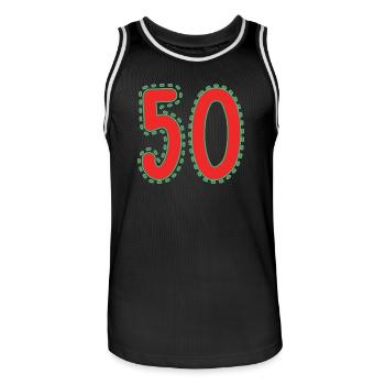 50. 50 ANS. 50e ANNIVERSAIRE. ANNIVERSAIRE 50 ANS. - Maillot de basket Homme - noir/blanc - Devant - AI Model Male 185 dark (185cm)