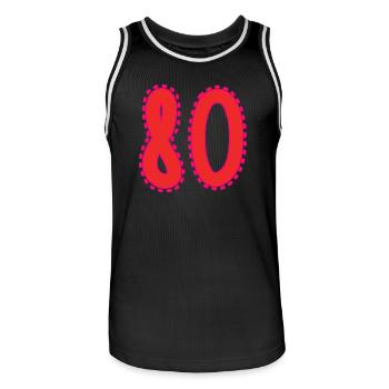 80. 80 ANS. 80e ANNIVERSAIRE. ANNIVERSAIRE 80 ANS. - Maillot de basket Homme - noir/blanc - Devant - AI Model Male 185 dark (185cm)