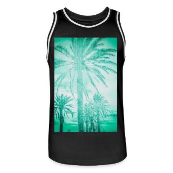 Mintteal Palm Tree Panorama - Men's Basketball Jersey - black/white - Front - AI Model Male 185 dark (185cm)