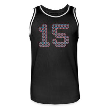 ANNIVERSAIRE. 15. 15 ANS. 15e ANNIVERSAIRE - Maillot de basket Homme - noir/blanc - Devant - AI Model Male 185 dark (185cm)