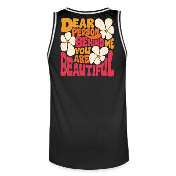 Dear person behind me. You Are Beautiful (pink 2) - Men's Basketball Jersey - black/white - Back - AI Model Male 185 dark (185cm)