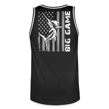 Springender Marlin mit US Flagge Hochseefischen - Männer Basketball-Trikot - Schwarz/Weiß - Hinten - AI Model Male 185 dark (185cm)