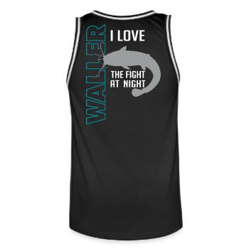 Waller fischen Nachtangeln Angler und Anglerin - Männer Basketball-Trikot - Schwarz/Weiß - Hinten - AI Model Male 185 dark (185cm)