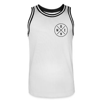 MOIN - Männer Basketball-Trikot - Weiß/Schwarz - Vorne - AI Model Male 185 dark (185cm)