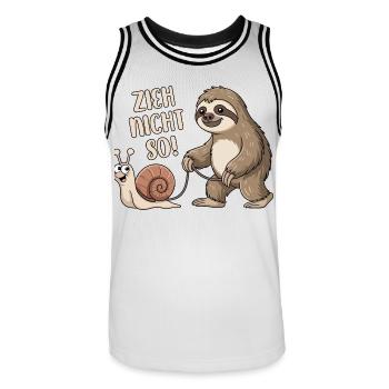 Zieh nicht so - Schnecke und Faultier - Männer Basketball-Trikot - Weiß/Schwarz - Vorne - AI Model Male 185 dark (185cm)
