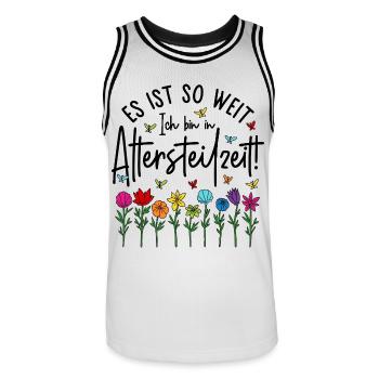 Es ist soweit Ich bin in Altersteilzeit - Blumen - Männer Basketball-Trikot - Weiß/Schwarz - Vorne - AI Model Male 185 dark (185cm)