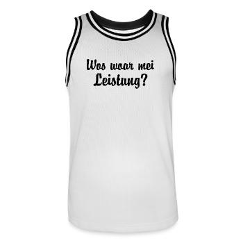 Wos Woar Mei Leistung Grasser Meischberger - Männer Basketball-Trikot - Weiß/Schwarz - Vorne - AI Model Male 185 dark (185cm)
