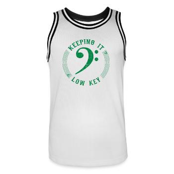 Bass Clef Green - Symbole Musical Vintage - Maillot de basket Homme - blanc/noir - Devant - AI Model Male 185 dark (185cm)