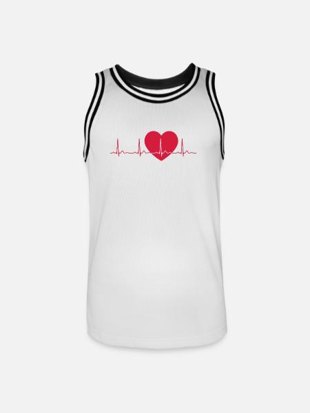 Heartbeat ECG Line Medical Pulse Wave Icon Vector - Men's Basketball Jersey - white/black