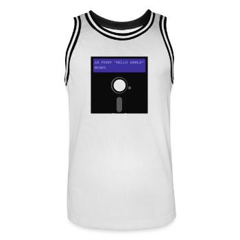 floppy disk - Men's Basketball Jersey - white/black - Front - AI Model Male 185 dark (185cm)