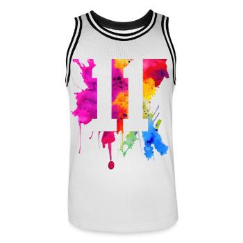 11 ANS 11E ANNIVERSAIRE - Maillot de basket Homme - blanc/noir - Devant - AI Model Male 185 dark (185cm)