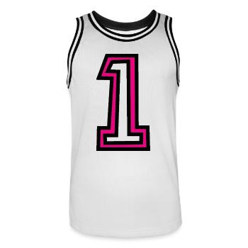 1. 1 JAHR. 1. JAHRESTAG. 1 JAHR GEBURTSTAG - Männer Basketball-Trikot - Weiß/Schwarz - Vorne - AI Model Male 185 dark (185cm)