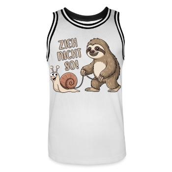 Zieh nicht so - Schnecke und Faultier - Männer Basketball-Trikot - Weiß/Schwarz - Vorne - AI Model Male 185 dark (185cm)