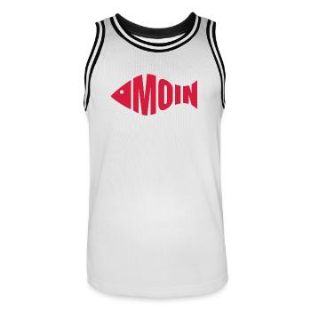 Moin - Fischkopf - Männer Basketball-Trikot - Weiß/Schwarz - Vorne - AI Model Male 185 dark (185cm)