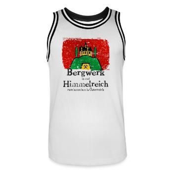 Bergwerk ist mein Himmelreich im Burgenland - Männer Basketball-Trikot - Weiß/Schwarz - Vorne - AI Model Male 185 dark (185cm)