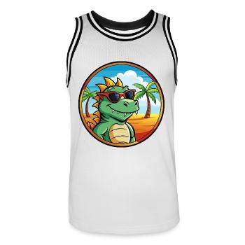 Dragon Funny Cartoon Lunettes de soleil de plage d’été cool - Maillot de basket Homme - blanc/noir - Devant - AI Model Male 185 dark (185cm)
