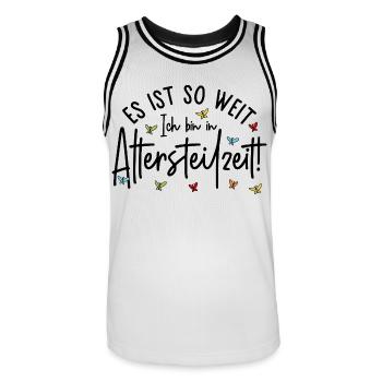 Es ist so weit Ich bin in Altersteilzeit - Männer Basketball-Trikot - Weiß/Schwarz - Vorne - AI Model Male 185 dark (185cm)