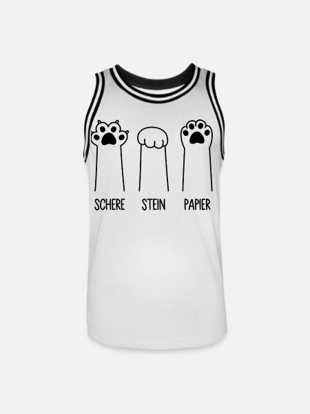 Schere Stein Papier Katze Pfote Spiel Katzenpfoten - Männer Basketball-Trikot - Weiß/Schwarz