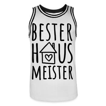 Bester Hausmeister - Männer Basketball-Trikot - Weiß/Schwarz - Vorne - AI Model Male 185 dark (185cm)