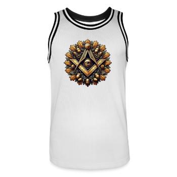 Logo maçonnique - Maillot de basket Homme - blanc/noir - Devant - AI Model Male 185 dark (185cm)