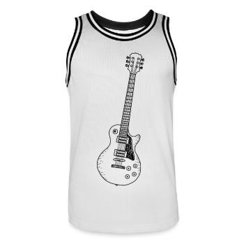 Guitare - Les Paul - Musique - Rétro - Maillot de basket Homme - blanc/noir - Devant - AI Model Male 185 dark (185cm)